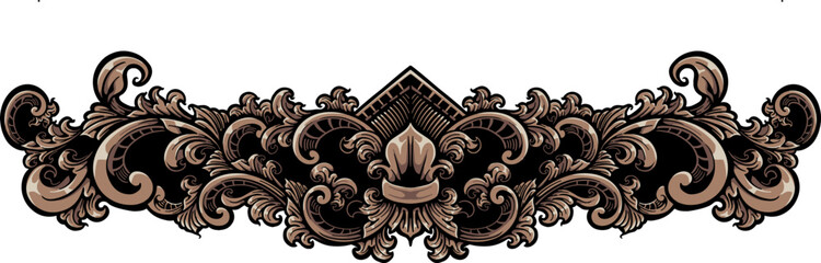 engraved ornament element design for border, editable color