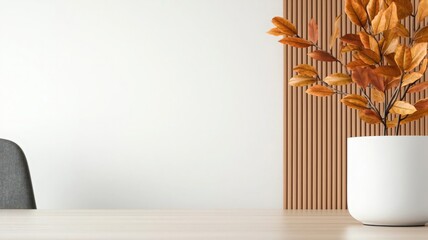 Office with autumn decor, strategic planning session, 3D illustration