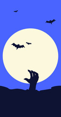 Halloween template. Zombie hand symbol.