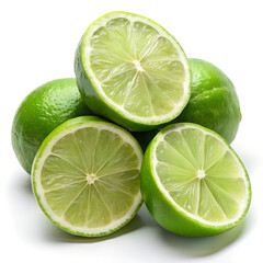 lime slices isolated on white background