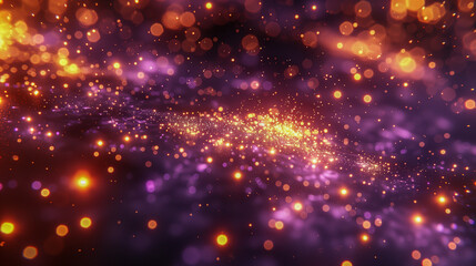 Fototapeta premium Abstract Glowing Particles in Purple and Orange Bokeh..