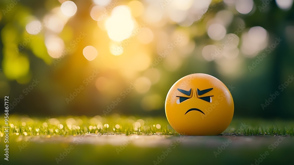 Poster Angry Emoji in a Green Field