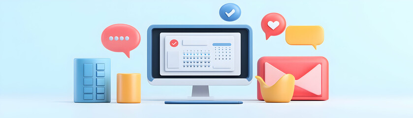 Isolated Online Collaboration Tools Vector concept as A vector image of isolated online collaboration tools including a chat bubble and calendar on a white background. The design is sleek and modern p