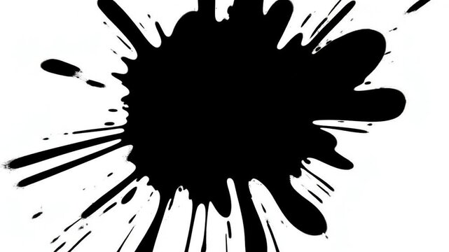black ink splatter blotch splat splash drip stain abstract art design element isolated on white background video