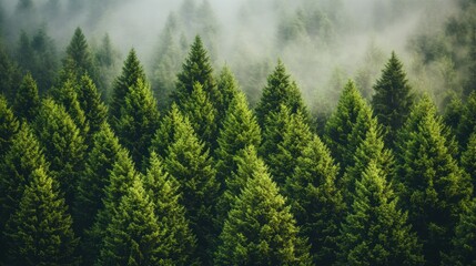 Fototapeta premium Misty Pine Forest