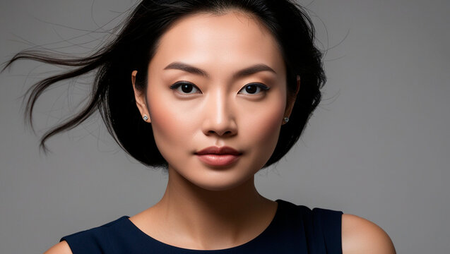 Mulher asi&aacute;tica s&eacute;ria intelig&ecirc;ncia artificial IA