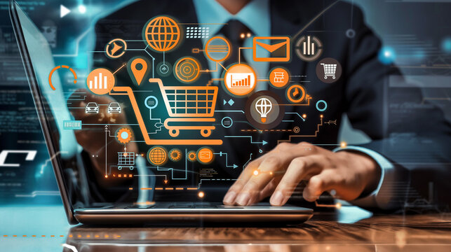 ネット販売ビジネスのイメージ背景_Image background of online sales business