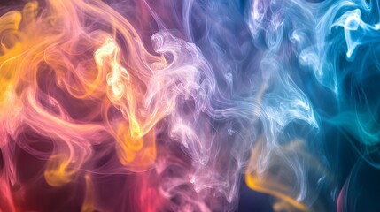 Fototapeta premium Abstract Smoke Art: Swirls of colorful smoke in mid-air, creating intricate patterns that blend and intertwine with each other. 