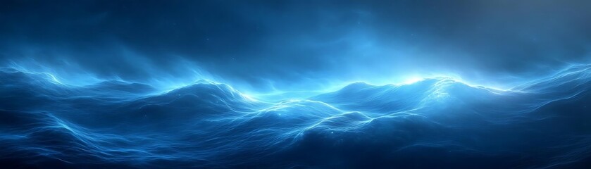 Abstract Blue Ocean Waves Illustration
