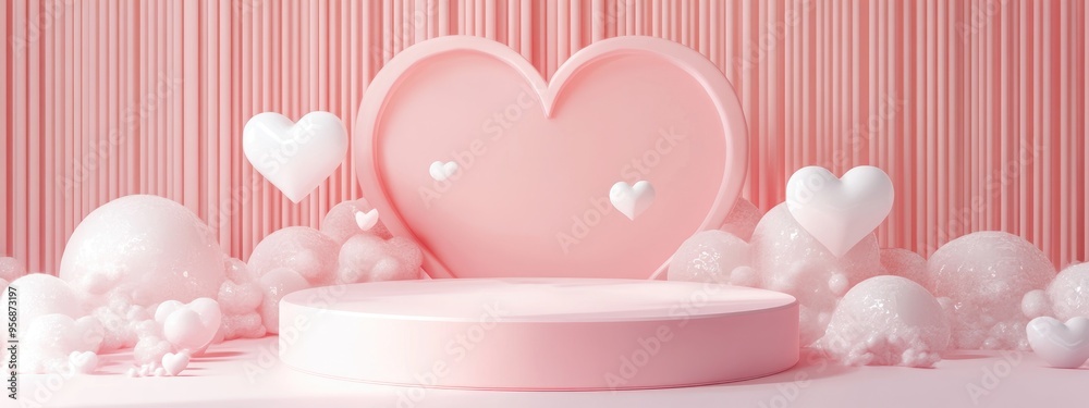 Aufkleber valentine s day inspired minimalistic love scene featuring a display podium for product showcasing s