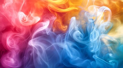 Fototapeta premium Abstract Smoke Art: Swirls of colorful smoke in mid-air, creating intricate patterns that blend and intertwine with each other. 