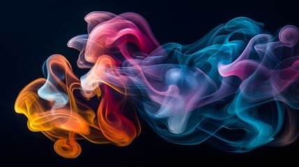 Obraz premium Abstract Smoke Art: Swirls of colorful smoke in mid-air, creating intricate patterns that blend and intertwine with each other. 