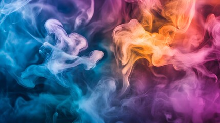 Fototapeta premium Abstract Smoke Art: Swirls of colorful smoke in mid-air, creating intricate patterns that blend and intertwine with each other. 