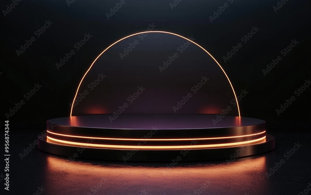 Poster Elegant shiny podium in a minimalistic style for mockup presentation featuring ample copy space 3D rendered abstract background design