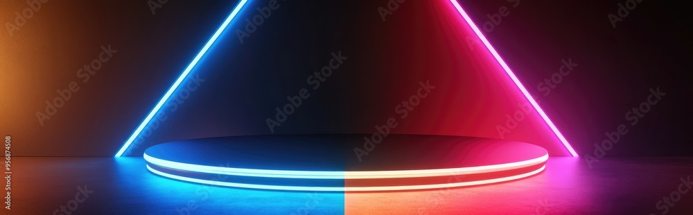 Poster abstract podium background with geometric shapes in black and gold minimalist 3d rendering ideal for