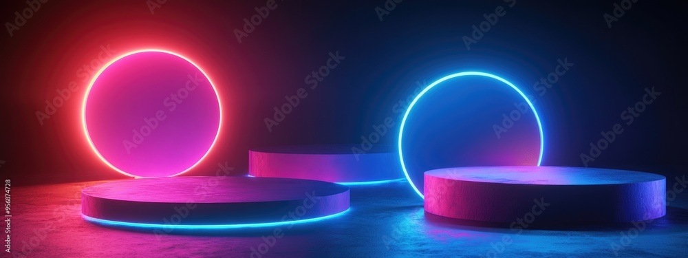 Aufkleber Abstract mock up scene featuring geometric podium shapes for product display presentation and advertising 3D rendering