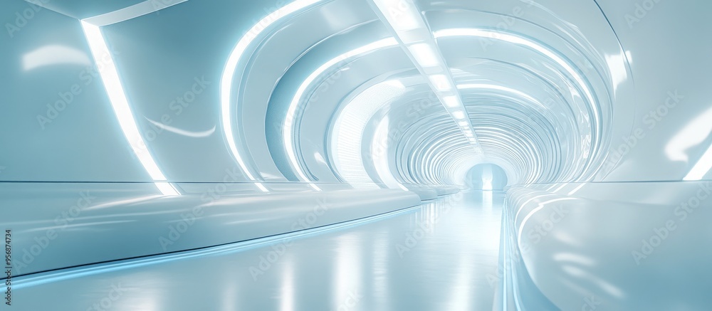 Poster futuristic abstract interior of a light corridor modern minimal environment and imaginative tunnel d