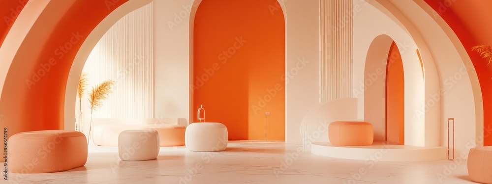 Poster Abstract interior space featuring a mock up area for product display 3D rendering