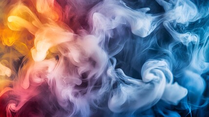 Fototapeta premium Abstract Smoke Art: Swirls of colorful smoke in mid-air, creating intricate patterns that blend and intertwine with each other. 