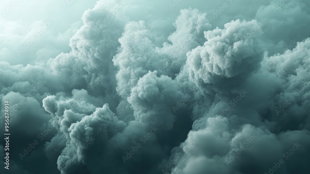 Poster minimalist background featuring smoke and clouds created through 3d illustration and rendering