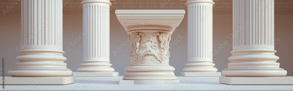 Aufkleber greek style podium pedestal with columns 3d rendering