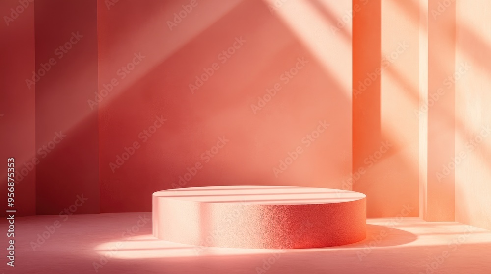 Poster Elegant and beautiful abstract background featuring elements in a minimalist style enhanced by a studio setting with a pedestal 3D illustration and rendering