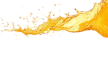 Vibrant orange liquid is splashing and forming droplets, making it perfect for vibrant and energetic marketing materials or dynamic graphic designs