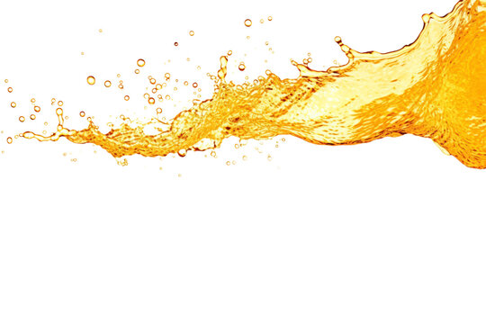 Vibrant orange liquid is splashing and forming droplets, making it perfect for vibrant and energetic marketing materials or dynamic graphic designs