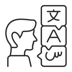 Bilingual icon, Language learning symbol outline icon, editable vector illustration and transparent graphic element. Isolated on white background