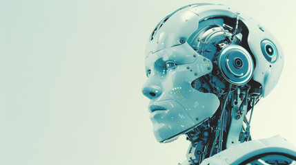 Fototapeta premium Futuristic advanced robot head isolated on white background.