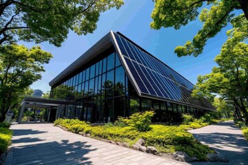 Obraz premium Photovoltaic cells, bifacial panels, dual-sided efficiency capture sunlight from both sides to increase energy production