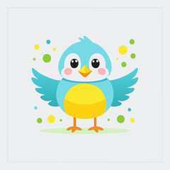 Fototapeta premium Bird Cute Small Cartoon Baby Animal Character 