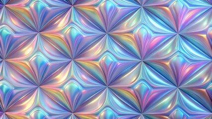 Fototapeta premium Close-up of iridescent geometric patterns with vibrant colors on a reflective surface