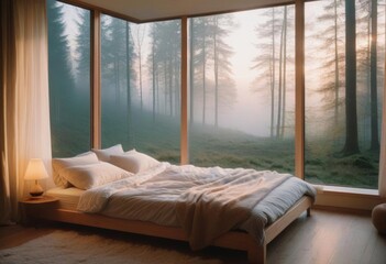 bedroom with a window in the morning