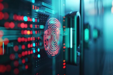 A close-up of a digital fingerprint scanner, showcasing advanced technology for data security and identification.