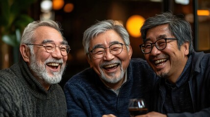 Older friends sharing a lighthearted moment while playing a party game, laughing and enjoying each otheras company.