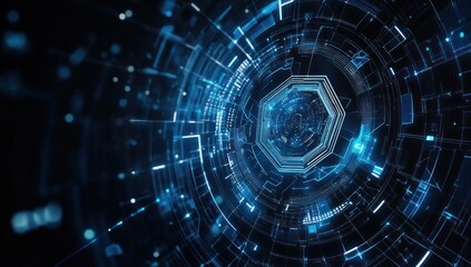 Abstract Futuristic Digital Tunnel