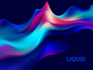 Abstract liquid holographic gradient shape. 3D Vector design element.