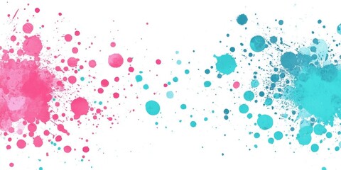 Fototapeta premium Turquoise and pink small spots creating a grunge style on a white isolated background