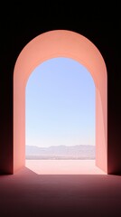 Pink arched doorway to view