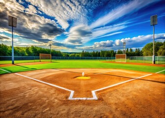 colorful fastpitch softball field turf grass dirt bases home plate pitcher's mound batter's box