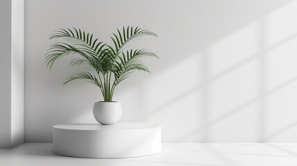 Minimalist Flower Vase with Copyspace on Smooth Matte White Background