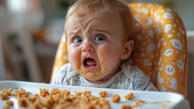 A Child's First Frustrating Meal: Tears and Food Chaos - crying