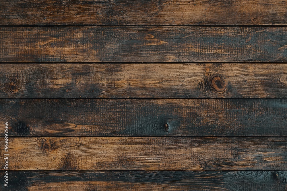 Poster Dark wood plank background