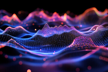 Digital peaks and valleys of interconnected data points digital