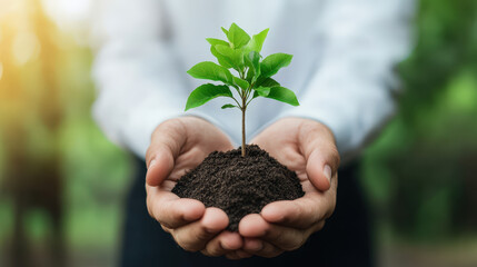 Small hands nurturing a seedling, a symbol of growth and hope for the future