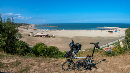 Fototapeta premium Cycling along the black sea coast in Constanta, Romania