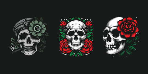 set skull design vector illustration