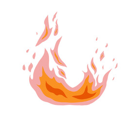 The fire is drawn in a flat style. Hand drawn vector illustration.