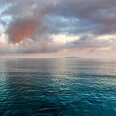 Landscape with sea and sky at sunset.
